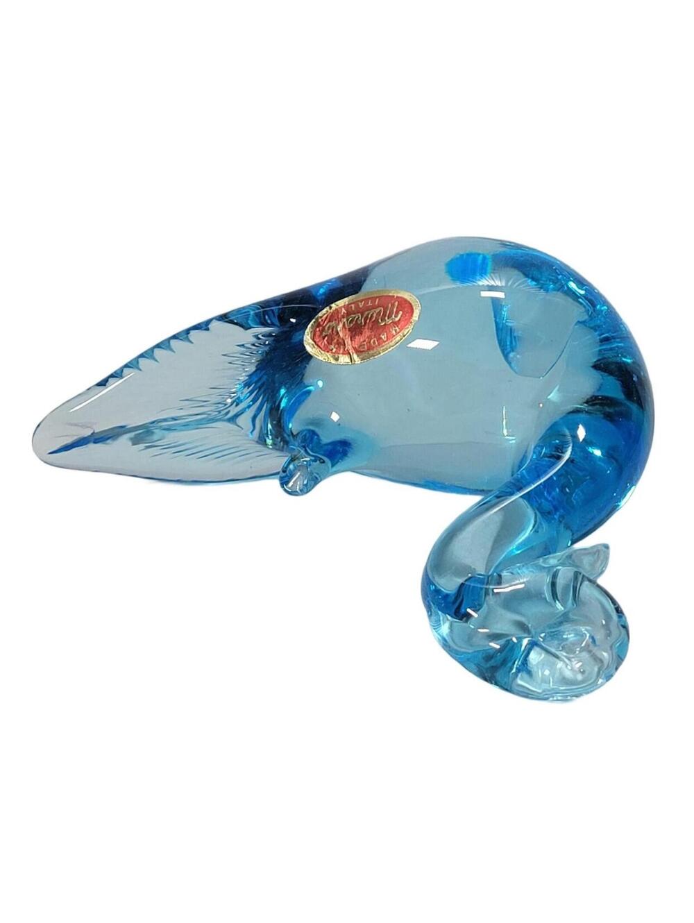 Vintage Murano Italy Blue Blown Glass Swan Duck Bird Paper Weight - Picture 6 of 10